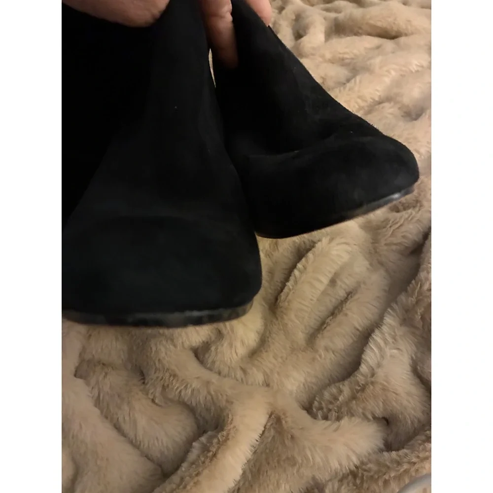 Gianni Bini Black Suede Over The Knee Block Heel Boots Womens 8M